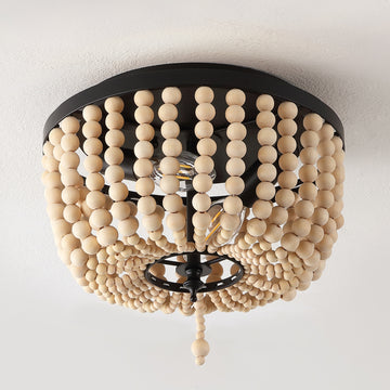 Allison 15" Wood Beaded/Metal LED Flush Mount